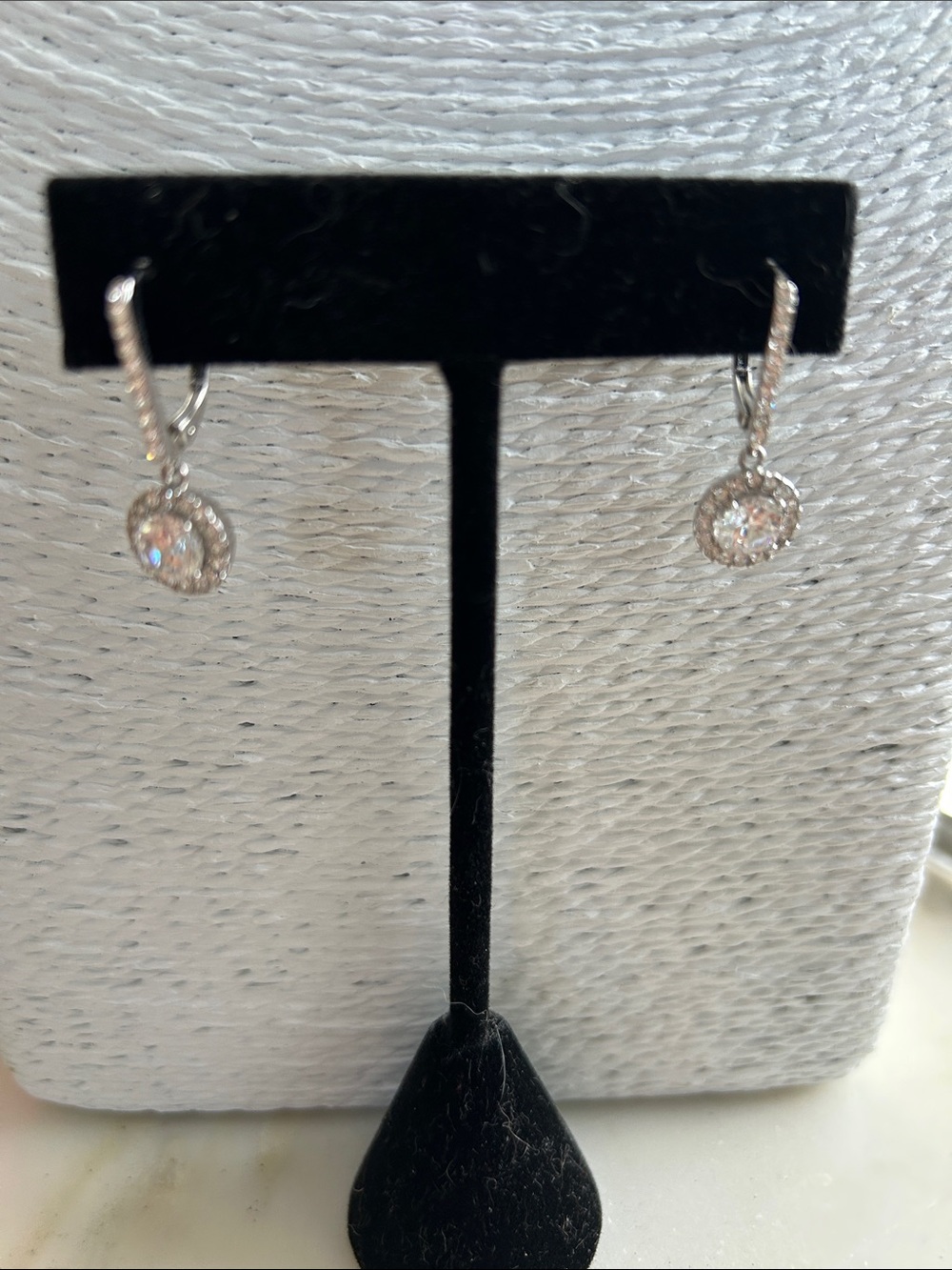 Nordstrom Silver Crystal Halo Drop Earrings